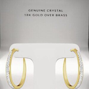 NWT! Crystal Tapered Hoop Earrings, 1.2" long, Gold-tone, by "And Now This"